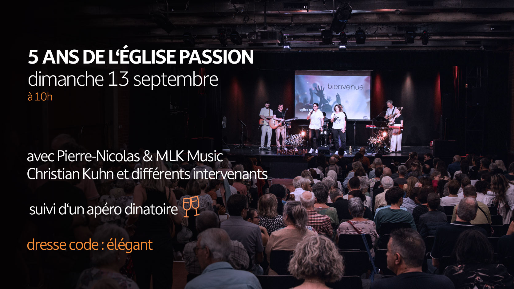 Culte 5 ans église Passion avec Christian Kuhn, Pierre-Nicolas le dimanche 13 septembre 2026